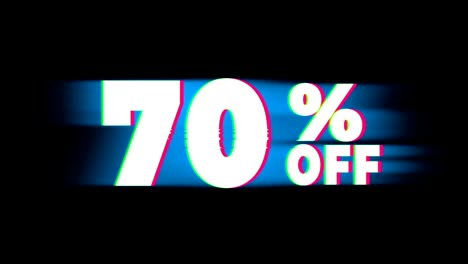 el 70% de descuento en el texto es una promoción de efectos de glitch vintage.