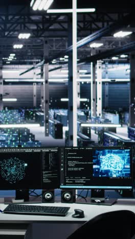 vertical video data center computer systems on desk controlling network resources through ai