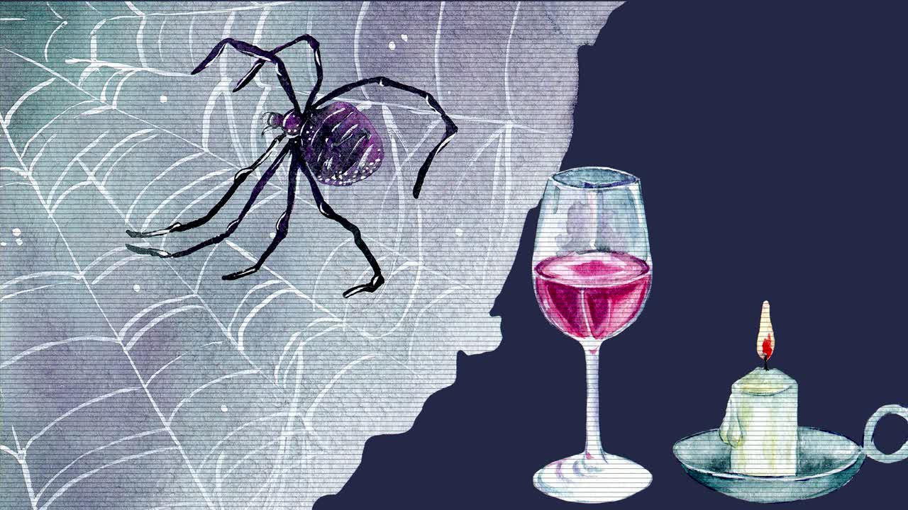 animación de halloween con decoración ornamental en acuarela en estilo boho vintage. animación de bucle sin costuras.