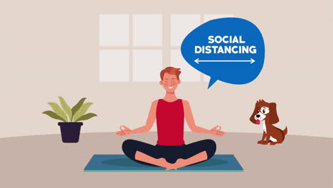 man practicing yoga in home for covid19 prevention method