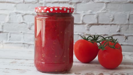 homemade tomato sauce in a jar