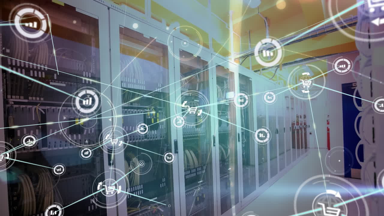 서버  ⁇  위의 아이콘으로 연결 네트워크의 애니메이션