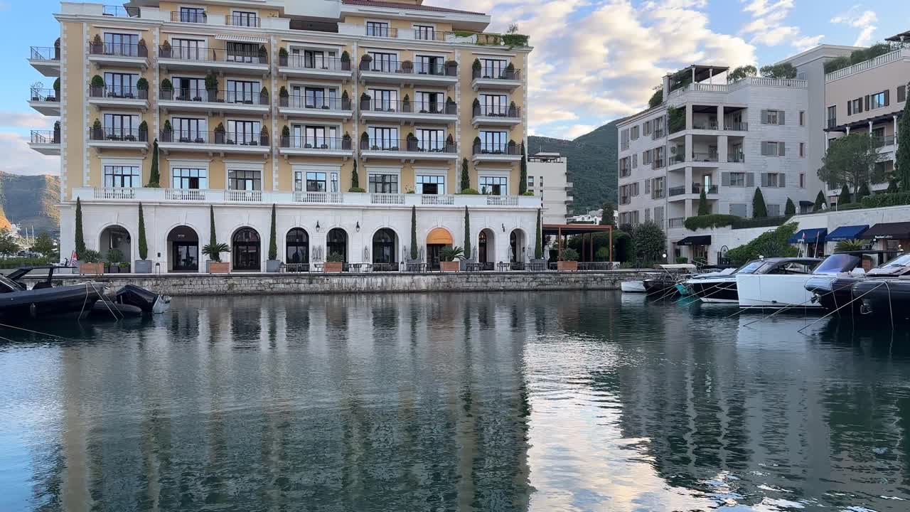 Tivat Coastal port town city harbour montenegro balkans country bay of kotor Boka luxury yachts shopping