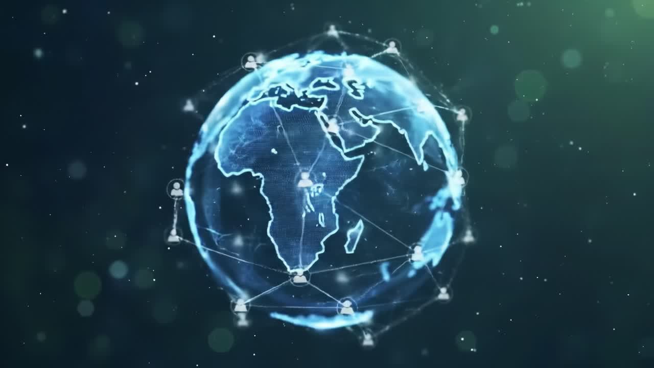 A Dynamic Visual Representation of a Connected World, Highlighting Global Connectivity, Technology, and Digital Communication Across Continents in a Stunning 3D Format