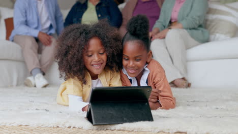 kids, brother and sister on tablet for learning