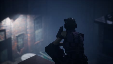 mujer al estilo de cyberpunk en el techo
