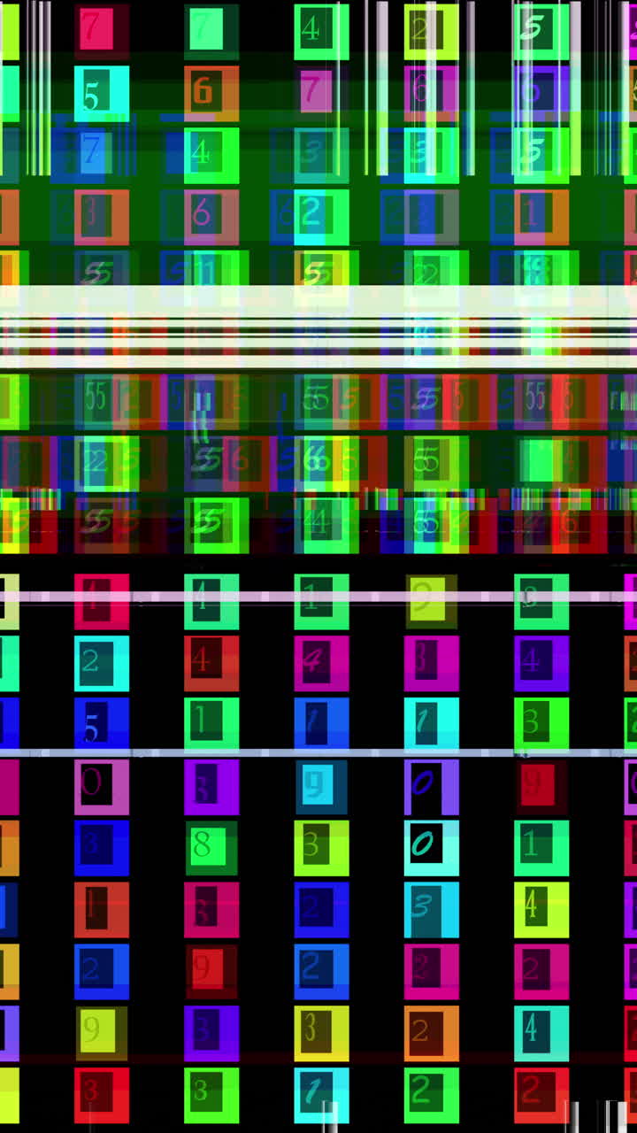 números de conteo, tiempo e información de código en vertical