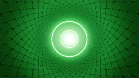 luz de círculo verde brillante en el túnel de la valla de la cancha de tenis