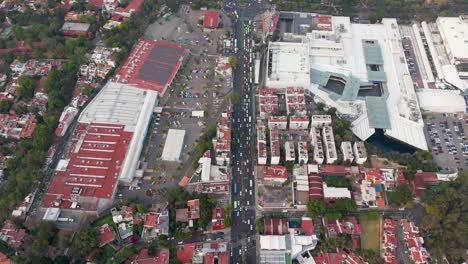 aerial view of intersection of quevedo and university avenues in coyoacan, cdmx
