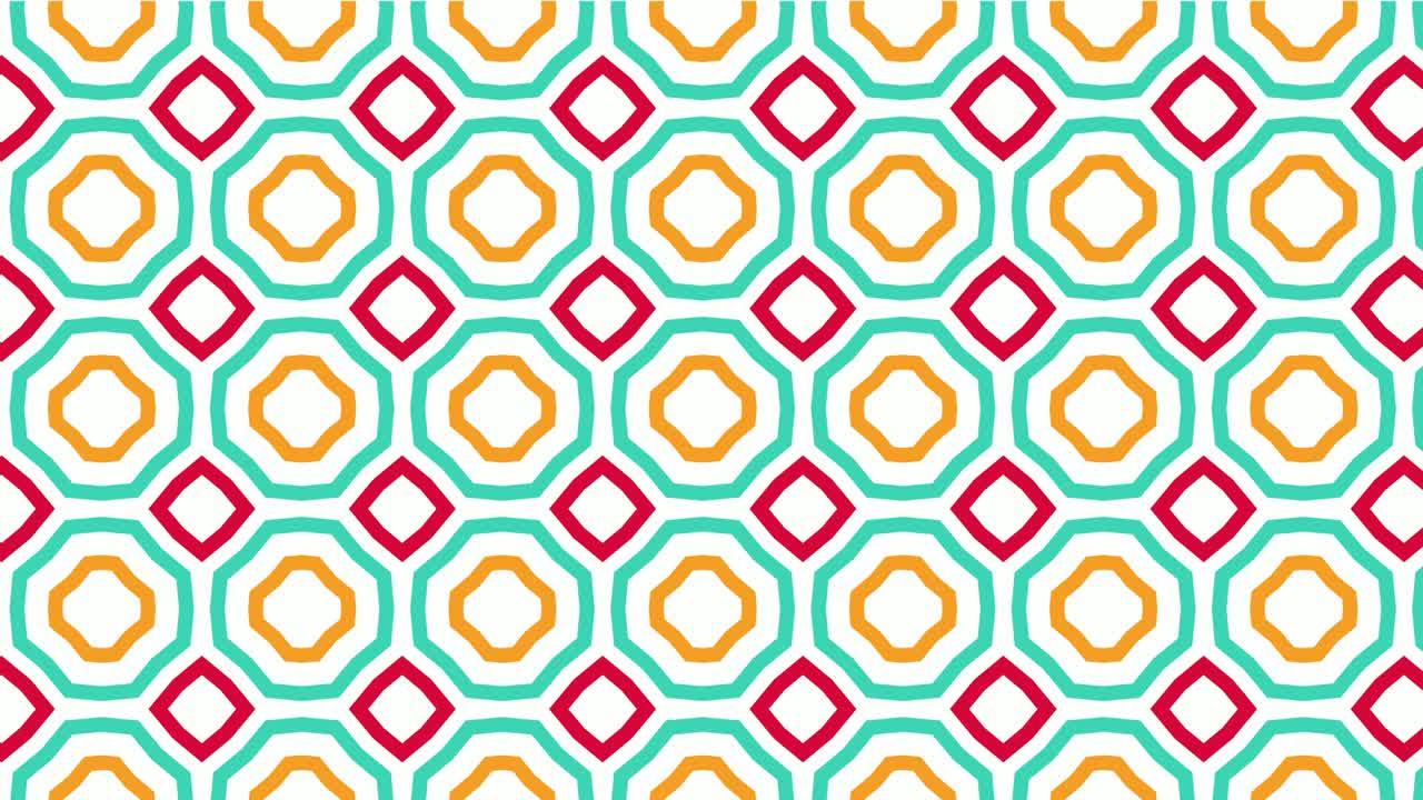 青ピンク黄色のカレードスコープ・シーケンス・パターン 4k 抽象多色モーショングラフィック背景 美しい明るい装飾 シームレス・ループ