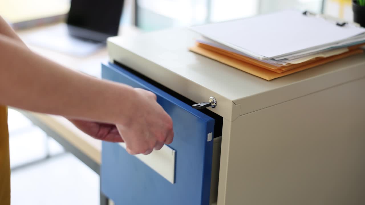 Filing cabinet in office
