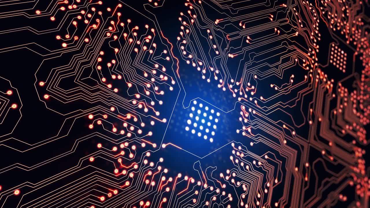 파란색 배경 위의 연결 네트워크의 애니메이션