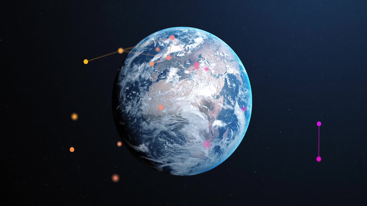 컴퓨터 서버를 통해 디지털 데이터 처리 연결의 애니메이션