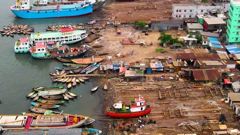 a major river port on the buriganga river in dhaka, sadarghat, bangladesh, south asia