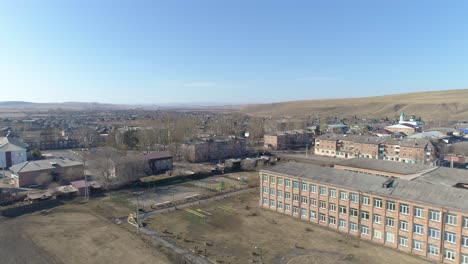 aerial view of a small town in siberia