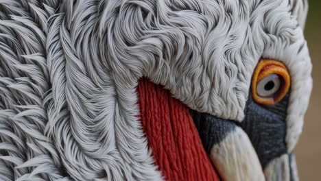 close-up of an intricately sculpted bird head