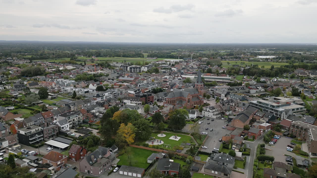 Small township of Putte in Belgium aerial drone view