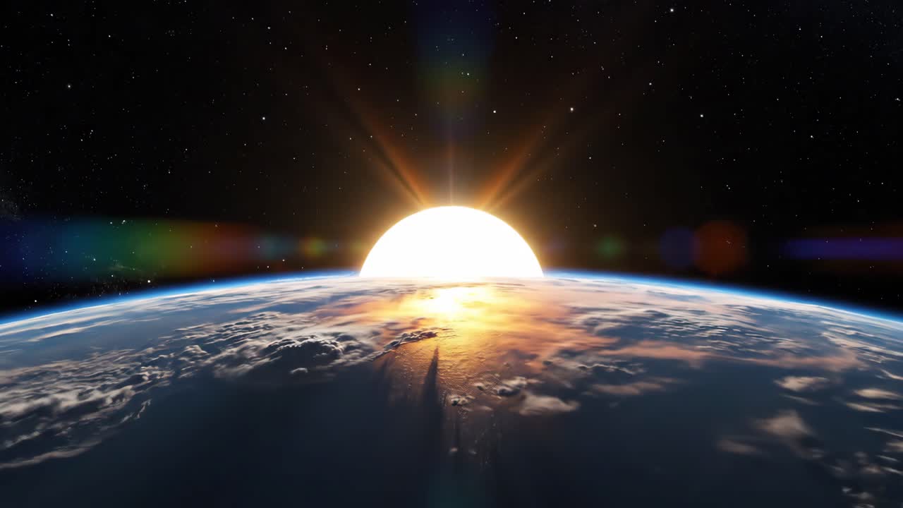 Восход солнца над Землей из космоса