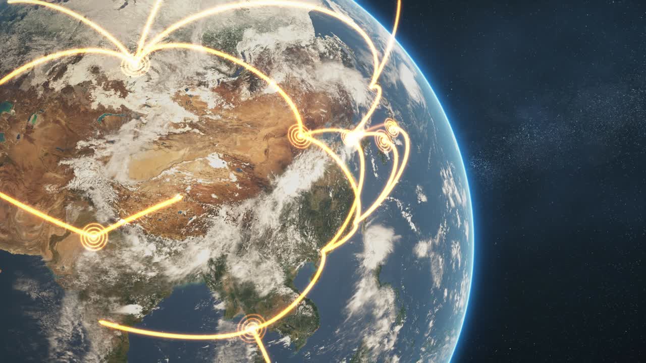 глобальный сетевой цикл крупного плана - оранжевая версия земли