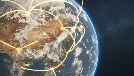 el bucle de la red global de primer plano - versión de la tierra del día naranja