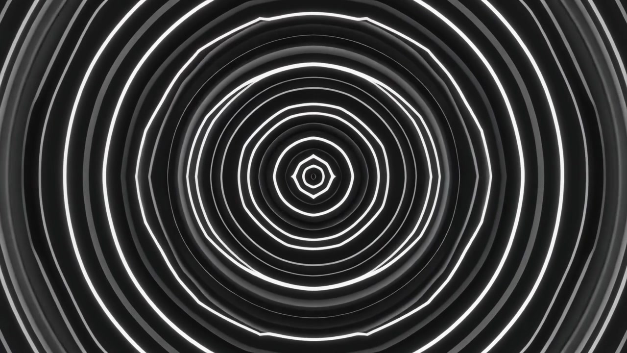Abstract Monochrome Concentric Circles Pulsing in Motion