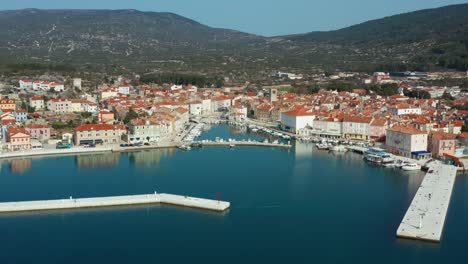 townscape and seaport of cres island in croatia