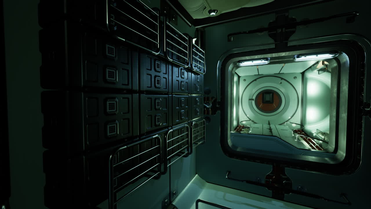 미래의 우주선 복도