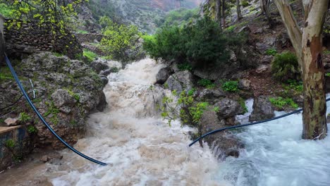 Ras-El-Ma-in-Chefchaouen,-Morocco-after-heavy-rain-waterfall