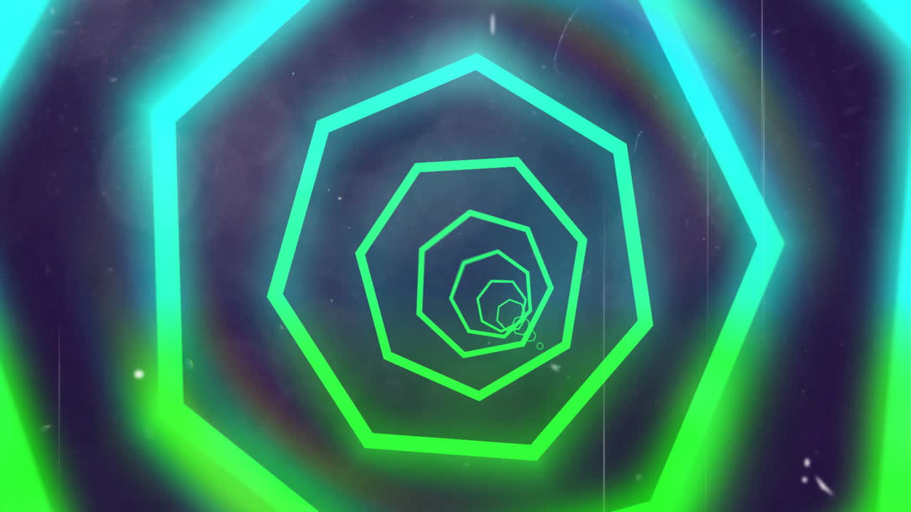 Animation of glowing neon light trails moving over black background