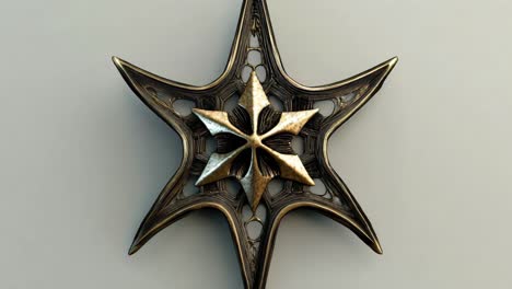 detailed view of a decorative, star-shaped metal ornament