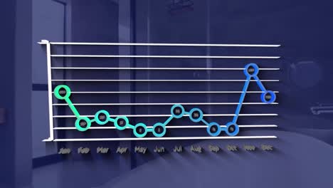 Animation-of-data-processing-with-graph-over-empty-bathroom