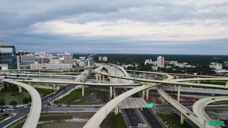 cinematic aerial footage of fl interstate 4 renovated from the south west in 2022