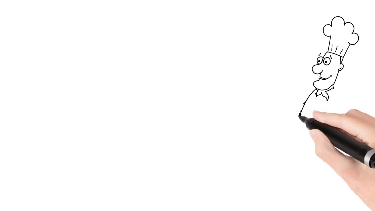 베이커 컴퓨터 작업 위치의 화이트 보드 애니메이션 그리기