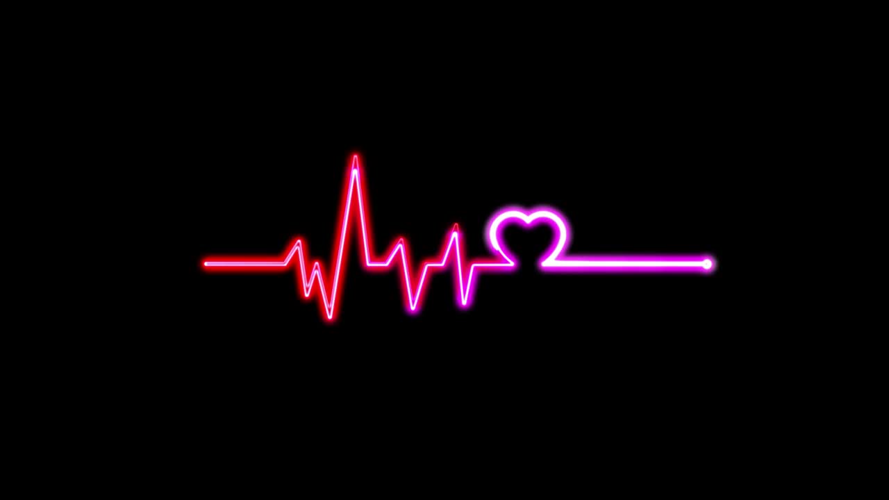 추상적인 원활한 선 심장 박동, 스 심장 리의 4k 비디오 애니메이션, 반이는 네온 추상화의 비디오 애니메이션.