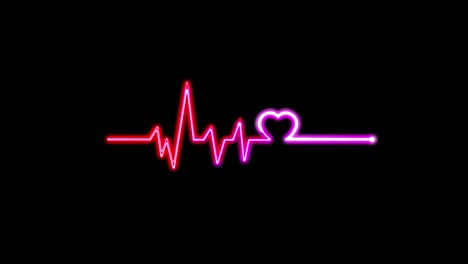 abstract seamless line heart beat. 4k video animation of pulse heart rhythm. video animation of glowing neon abstraction.