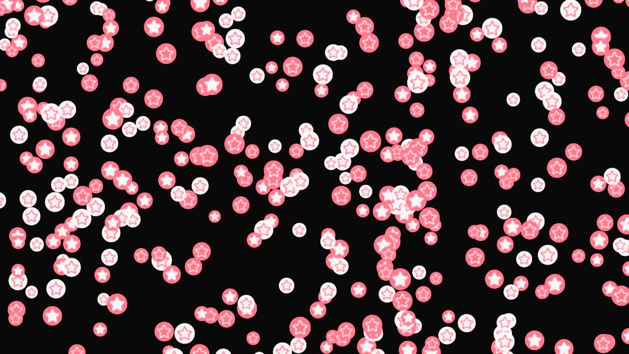 검은 바탕에 분홍색과 색의 별 모양
