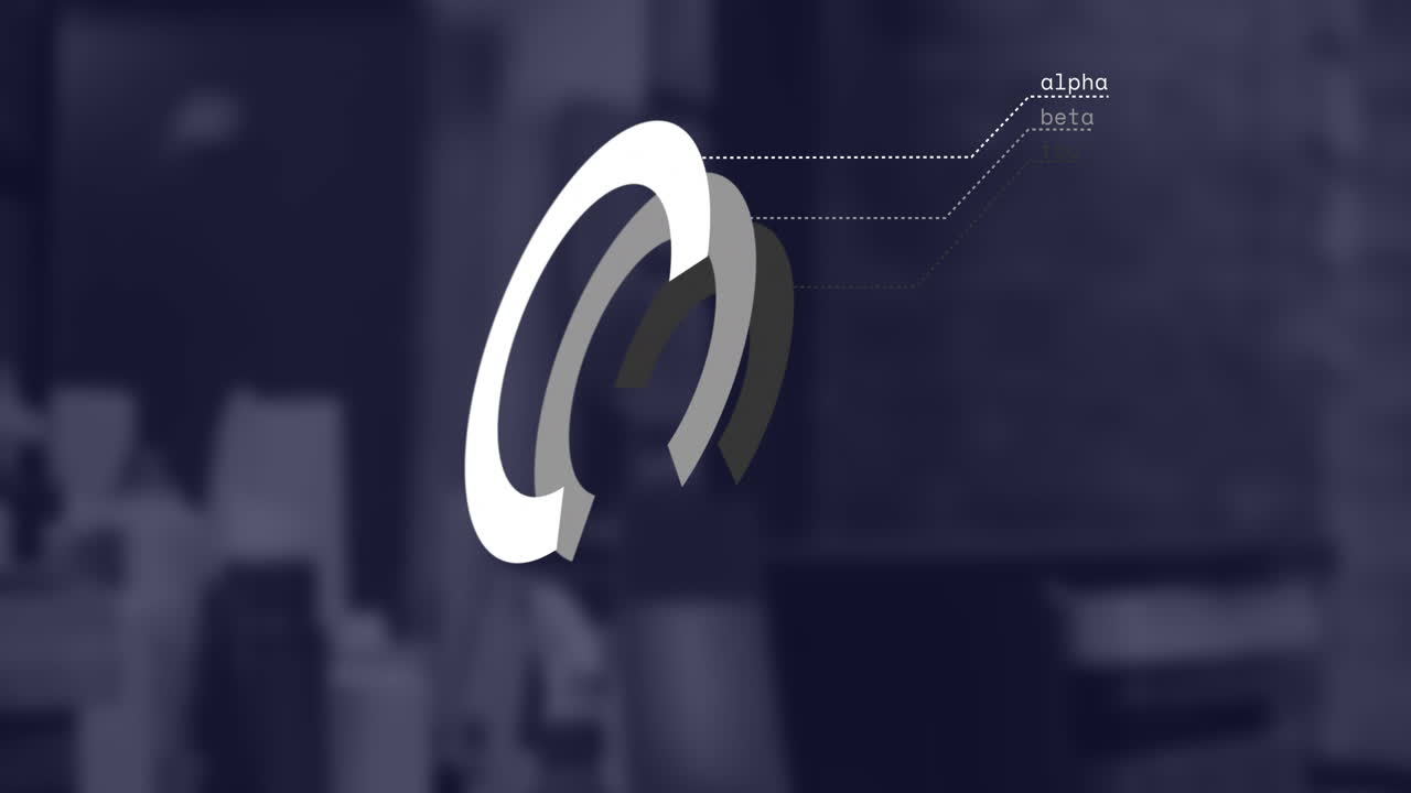 Animation of data processing over empty office