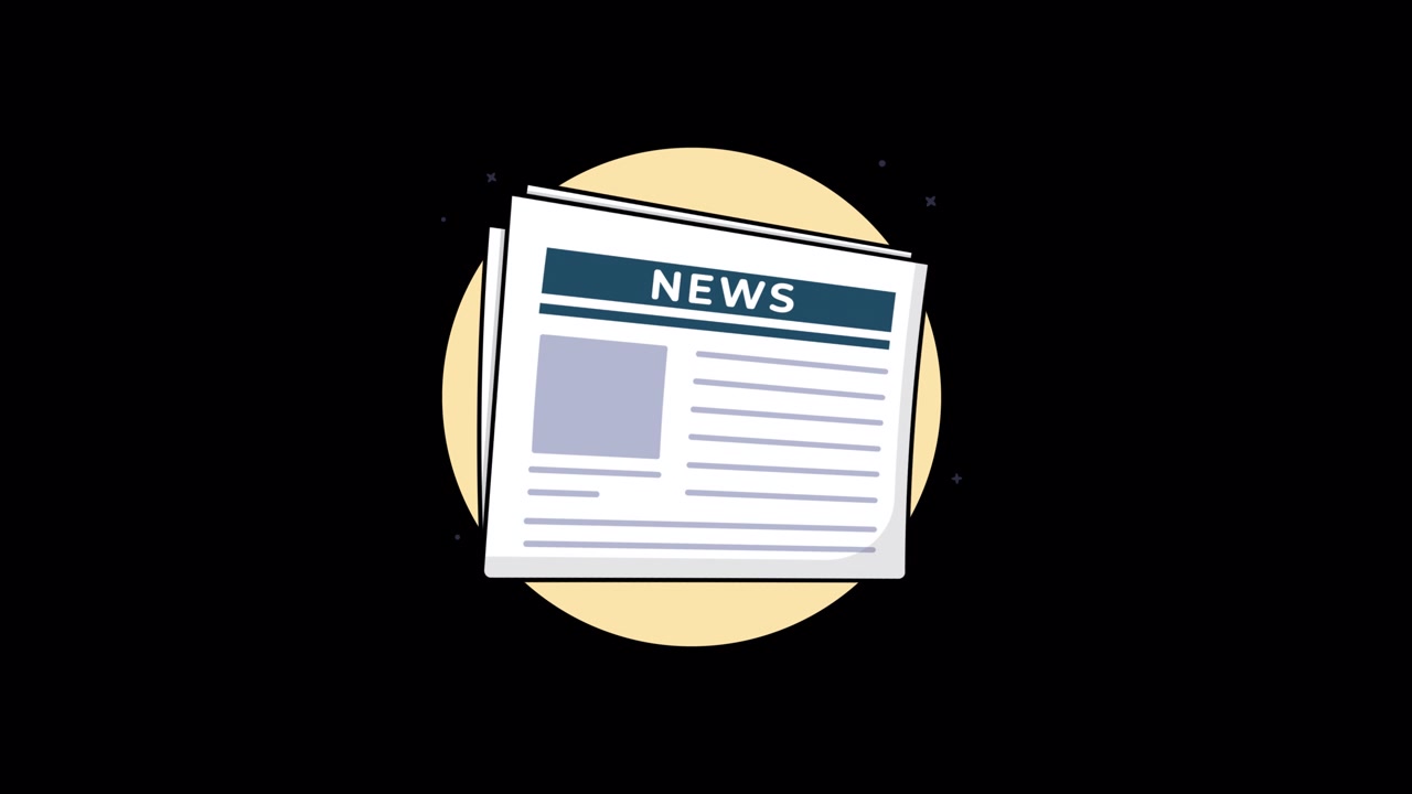 Animated Newspaper with News Headline on Black Background