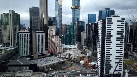tilt timelapse of melbourne cbd, car park to buildings and skyline