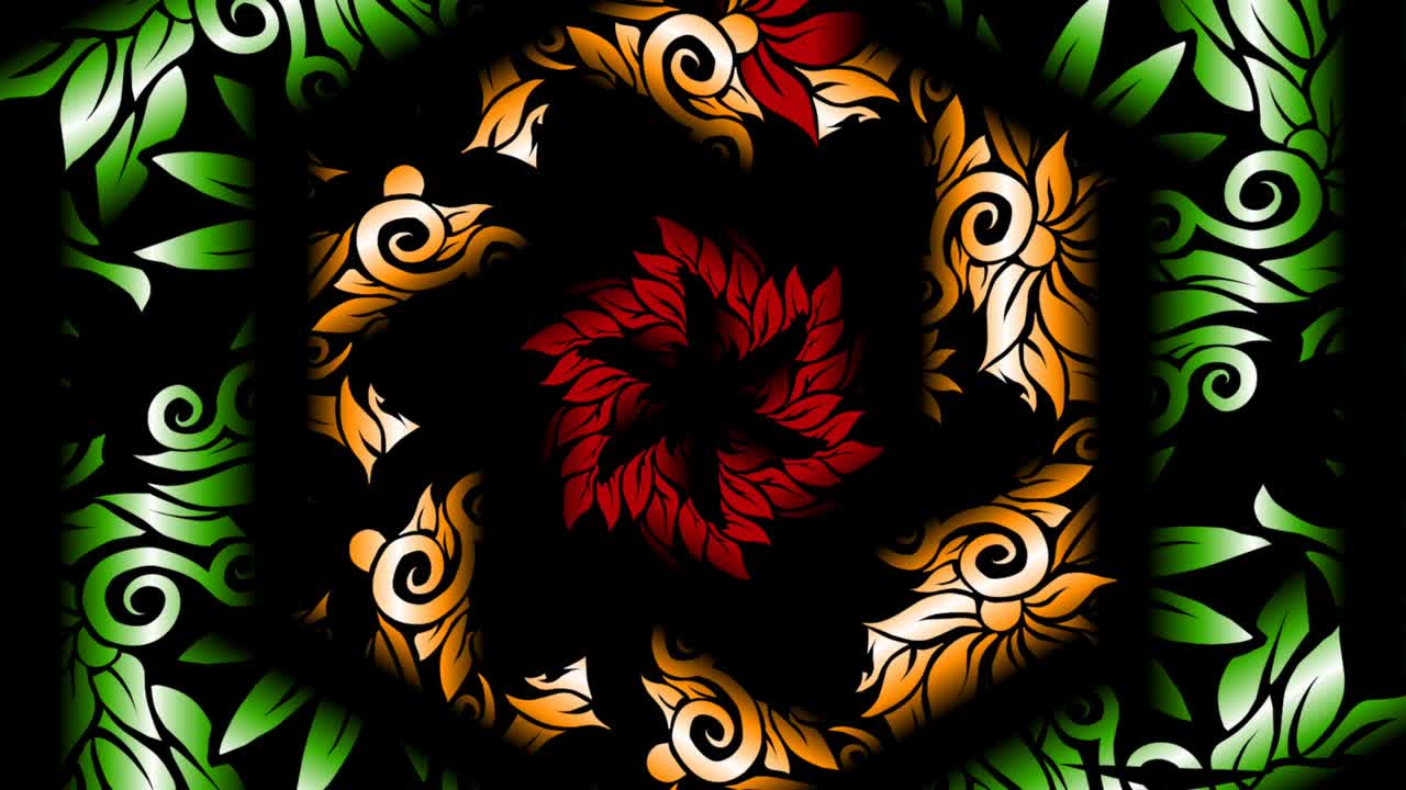 círculo circular sin costuras arco iris colorido caleidoscopio gradiente arte floral patrón de tenun tradicional indonesio batik ornamento étnico dayak para la introducción de anuncios de apertura comercial