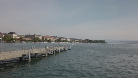 zurich lake bridge in the beautiful city in the middle of switzerland