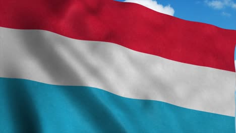 luxembourg flag waving in the wind, blue sky background. 4k