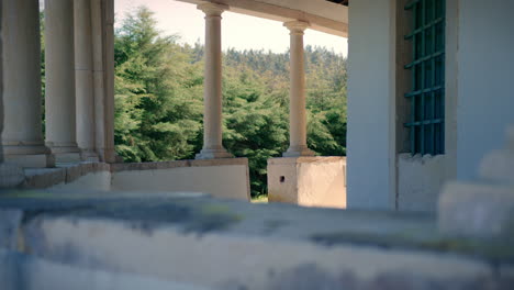 restored old chapel in central portugal atrium gimbal shot