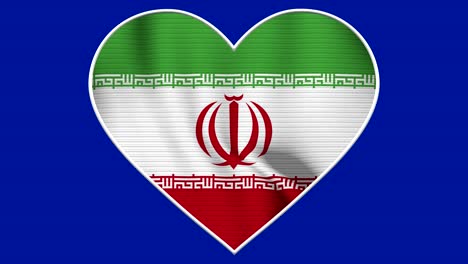 iran heart love flag loop - realistic 4k flag waving in the wind. seamless loop with highly detailed fabric texture
