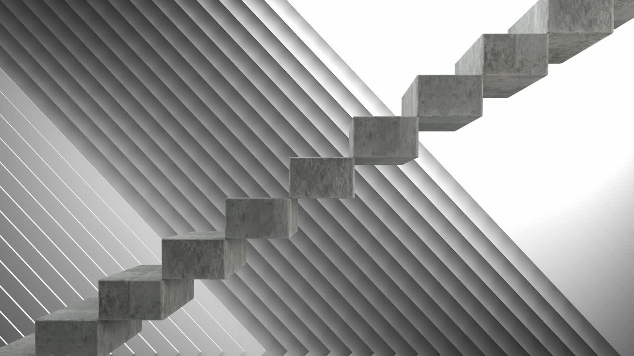 animación de escaleras sobre una superficie lineal gris en movimiento