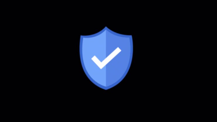 Blue Shield Icon with Checkmark Animation on Black Background