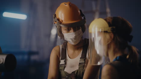 female construction workers collaborating