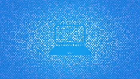 icono de la computadora de movimiento en el fondo de la red simple