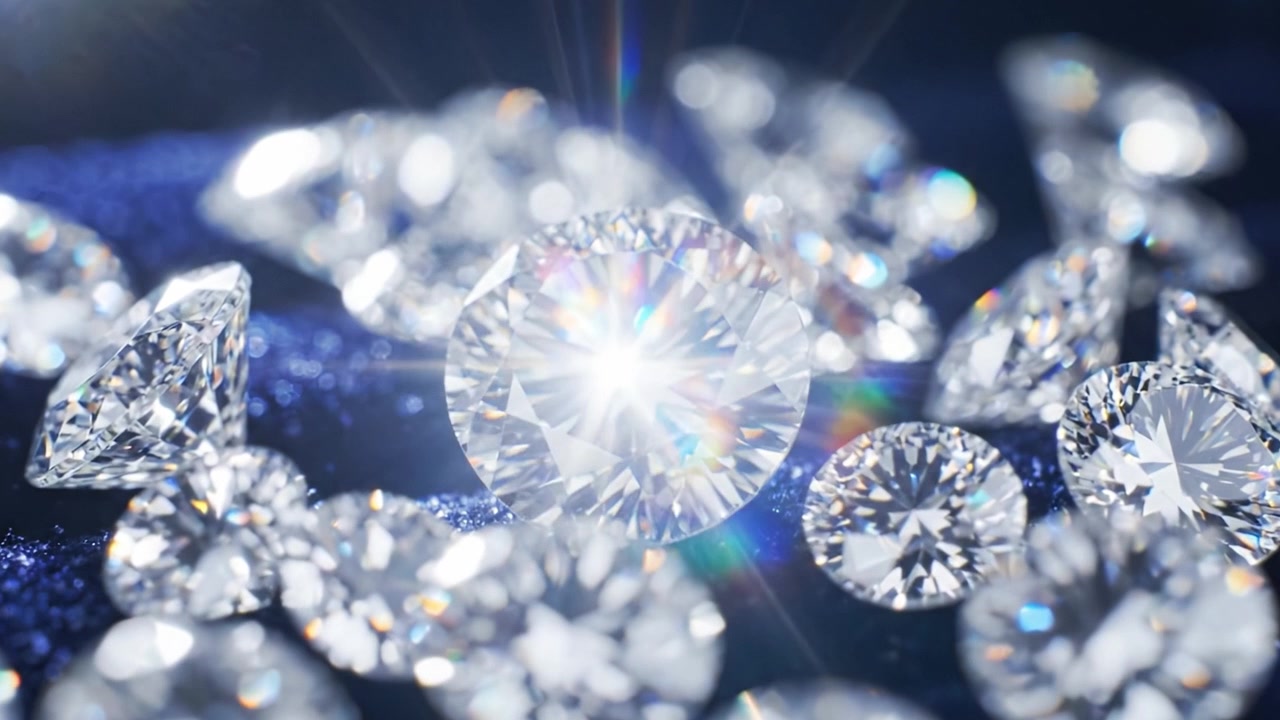 Uma Compilação Deslumbrante de Diamantes Cintilantes Exibidos Lindamente em uma Superfície de Veludo Rica, Capturando Seus Cortes Brilhantes e Reflexos em Detalhes Luxuosos.