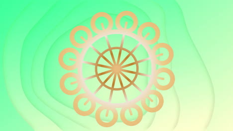 animation of gold pattern spinning on green background